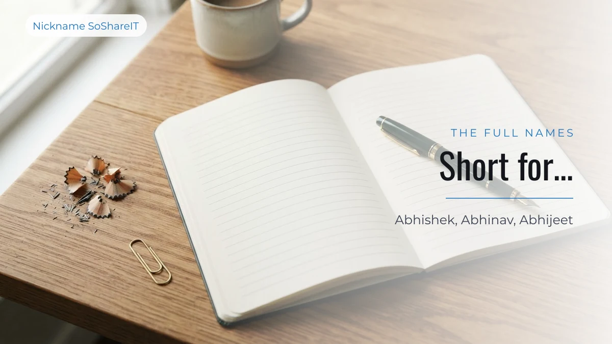 Handwritten notebook page in warm light, illustrating Abhi as a short form