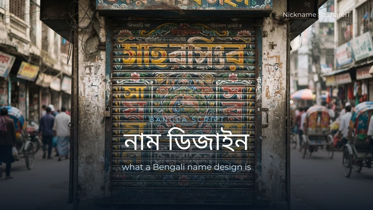 Hand-painted Bengali shop lettering, illustrating what a Bengali name design is