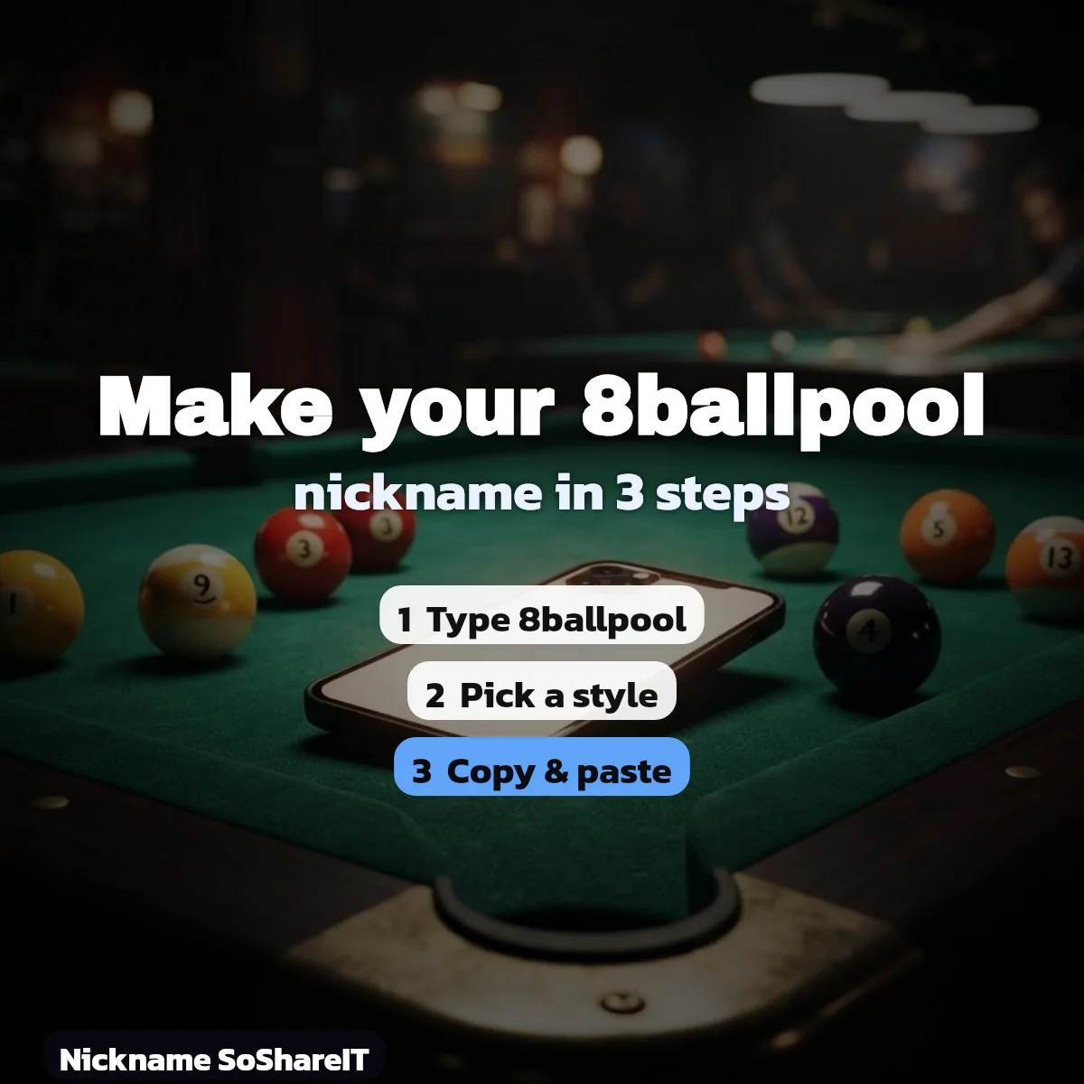 How to make a 8ballpool nickname in 3 steps