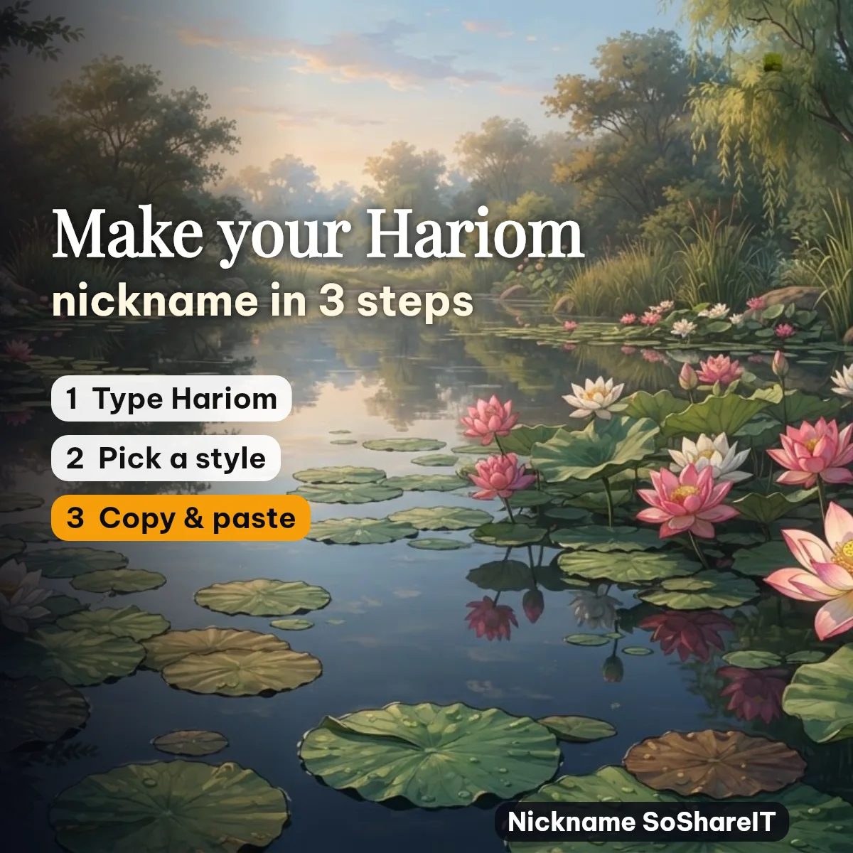 How to make a Hariom nickname in 3 steps