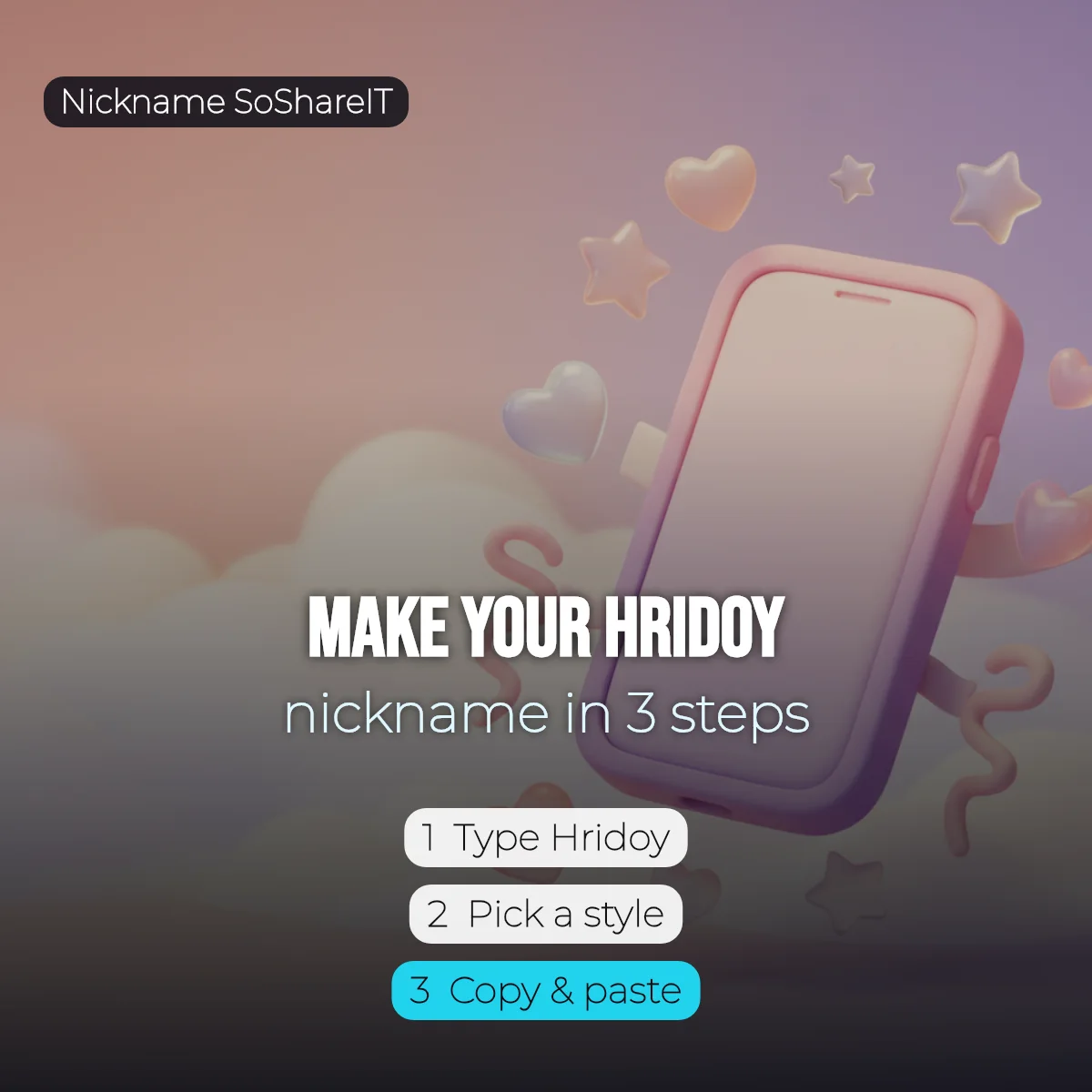 How to make a Hridoy nickname in 3 steps