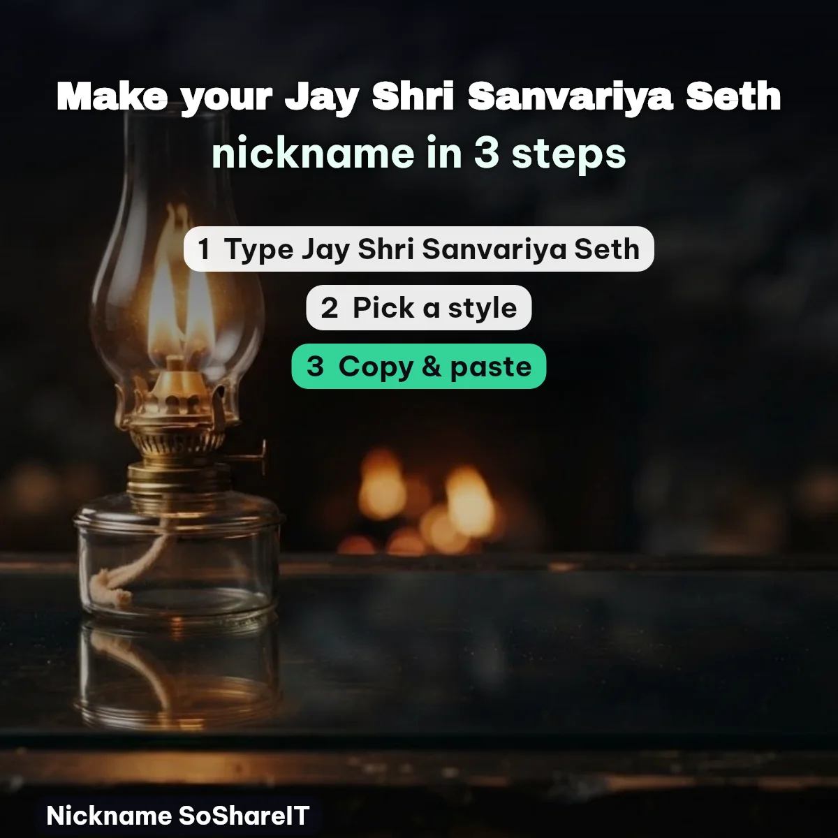 How to make a Jay Shri Sanvariya Seth nickname in 3 steps