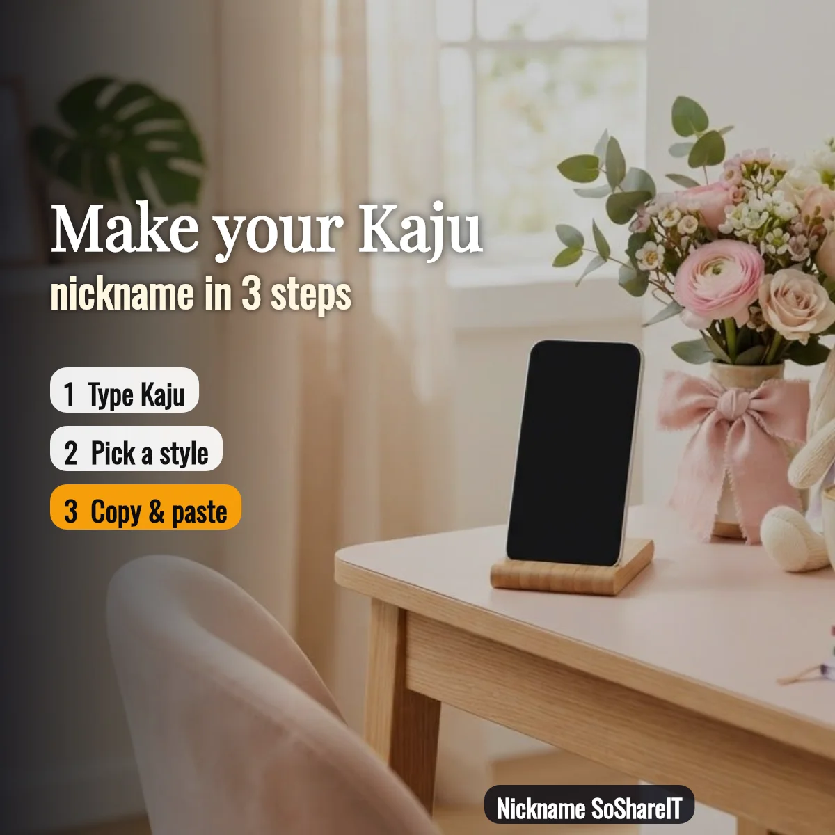 How to make a Kaju nickname in 3 steps