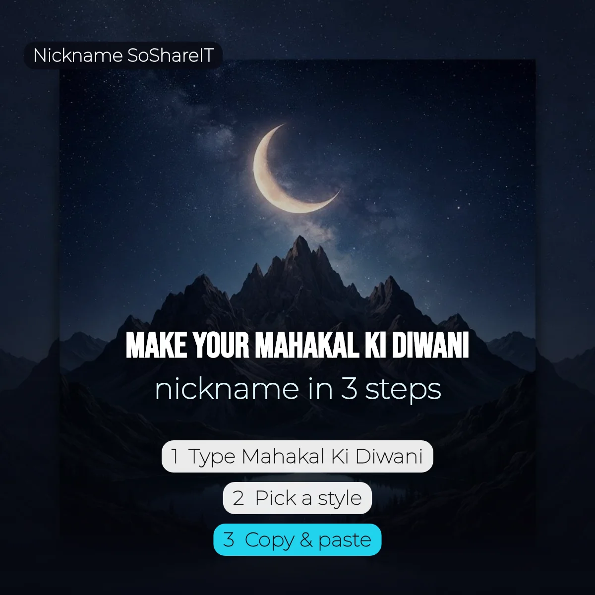 How to make a Mahakal Ki Diwani nickname in 3 steps