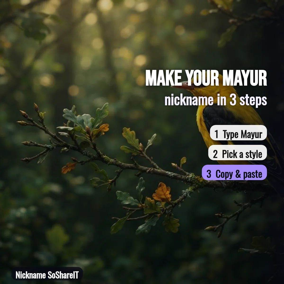 How to make a Mayur nickname in 3 steps