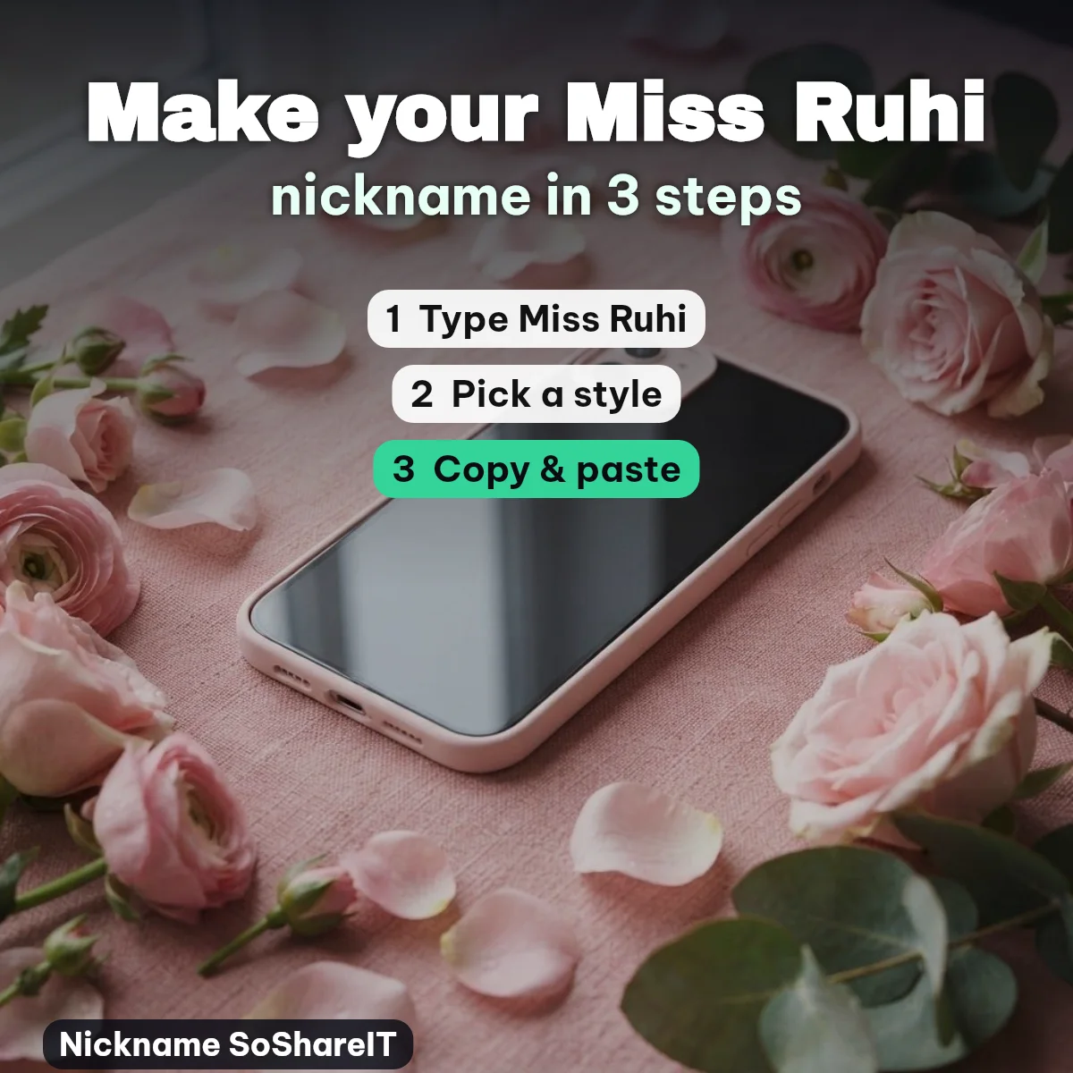 How to make a Miss Ruhi nickname in 3 steps