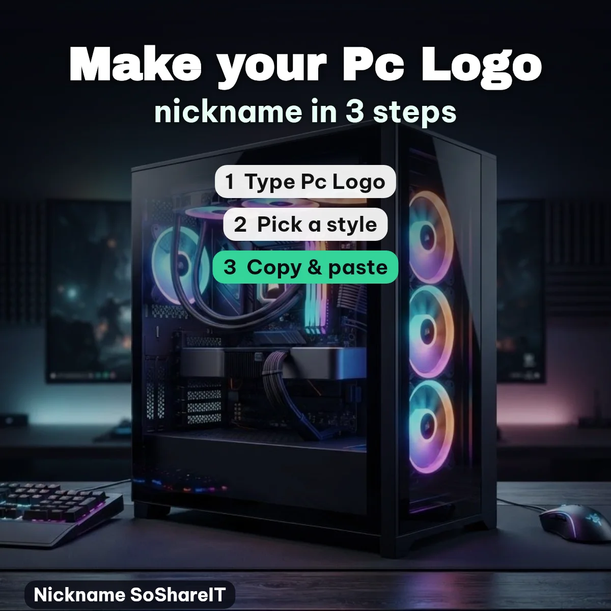 How to make a Pc Logo nickname in 3 steps