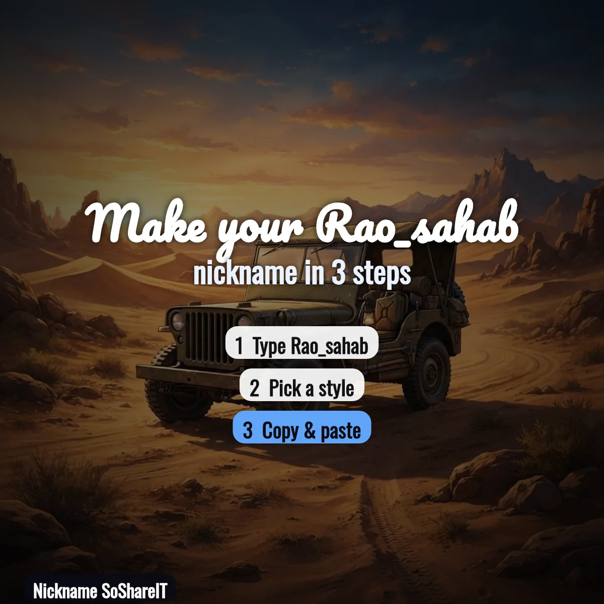 How to make a Rao_sahab nickname in 3 steps
