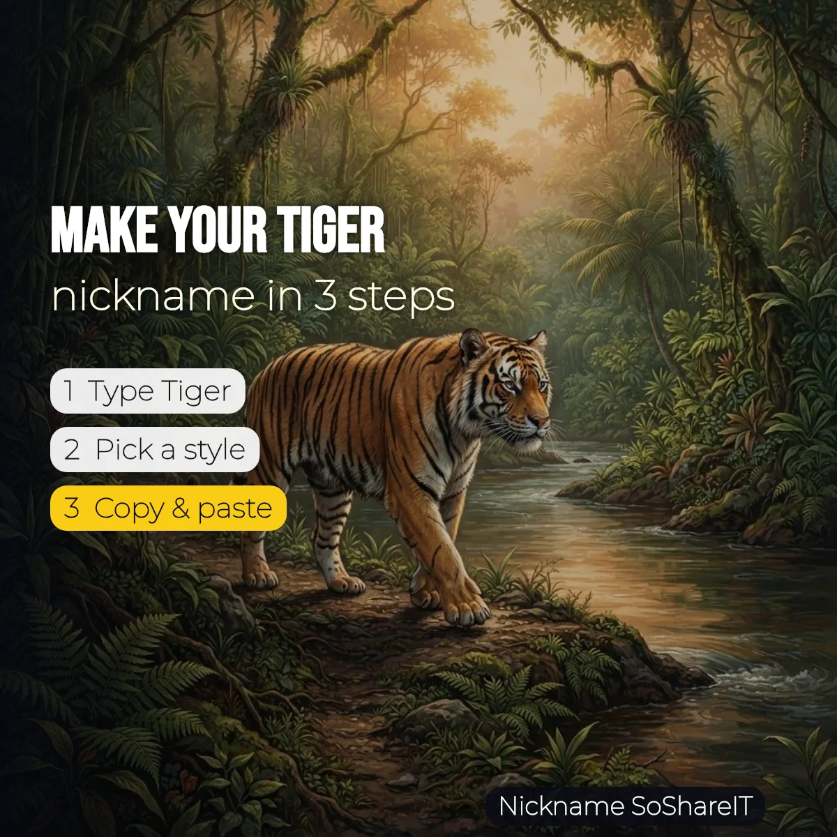 How to make a Tiger nickname in 3 steps