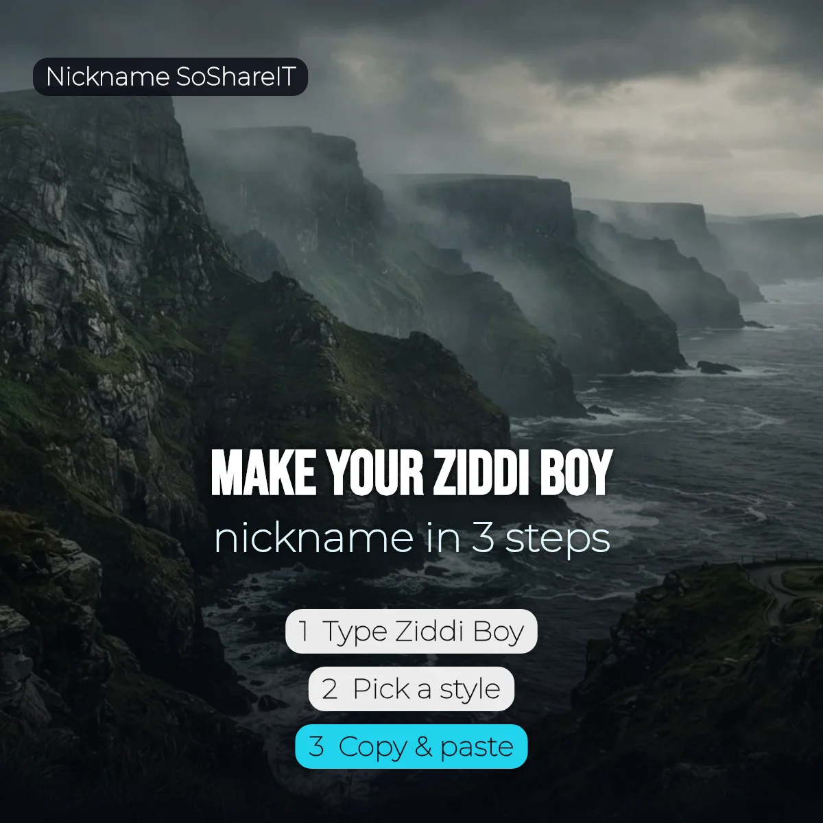 How to make a Ziddi Boy nickname in 3 steps