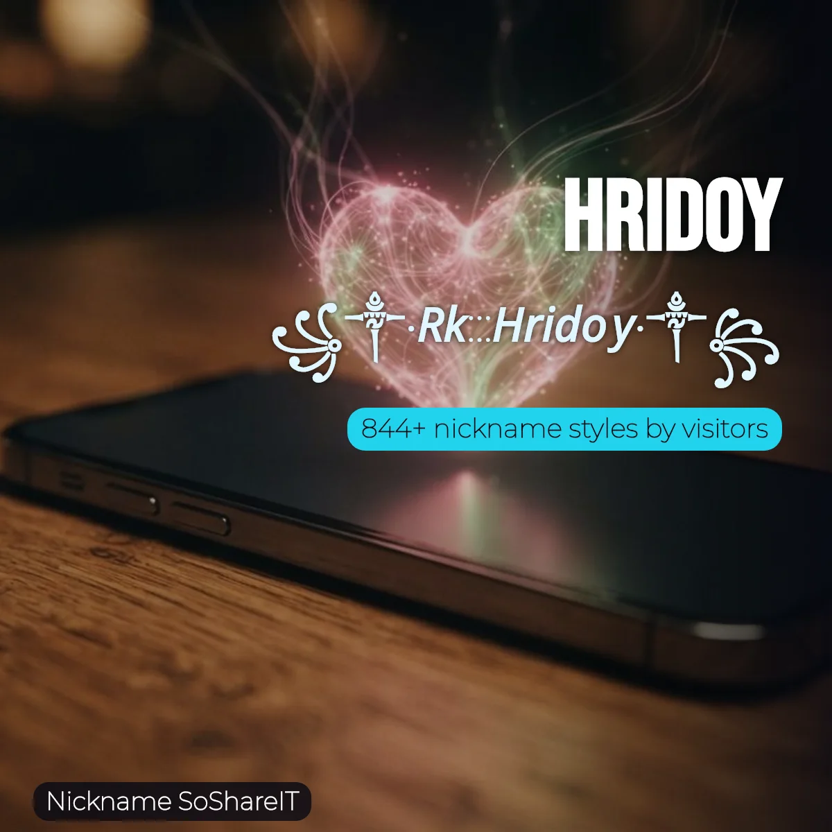 Hridoy nickname styles on Nickname SoShareIT