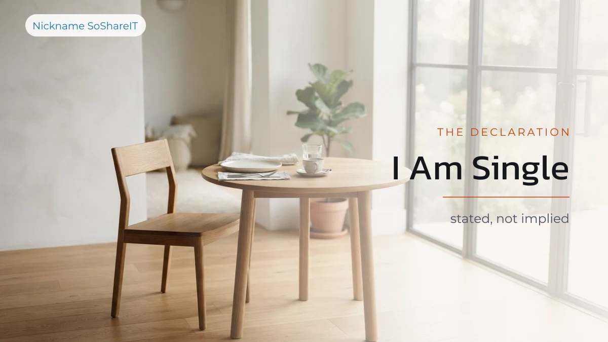 A table set for one in a bright room, illustrating the I am single phrase