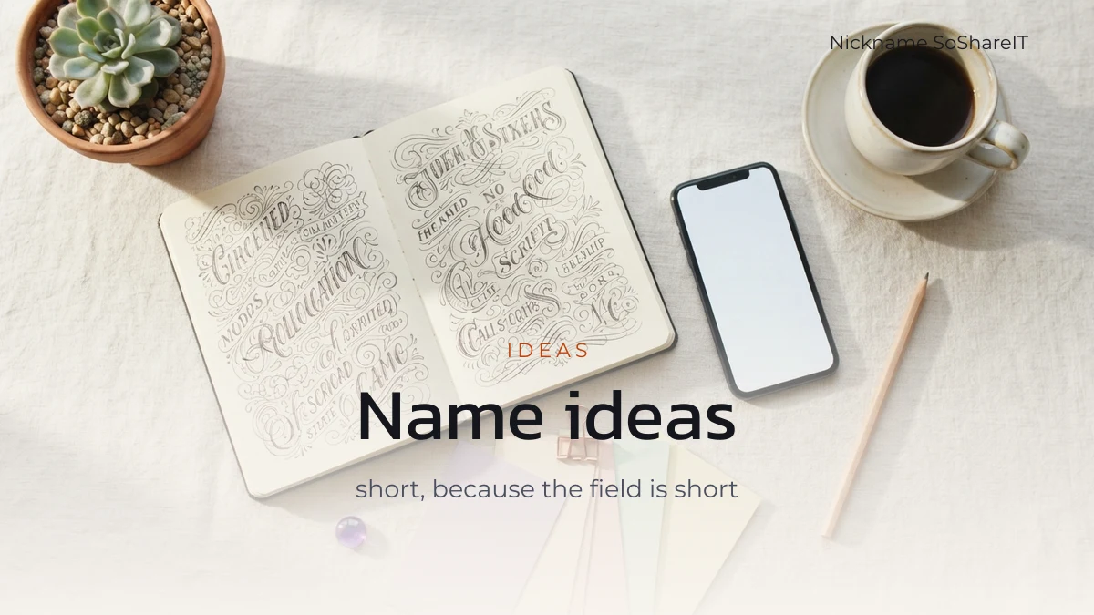 Notebook with sketched ideas, illustrating short Knives Out name ideas