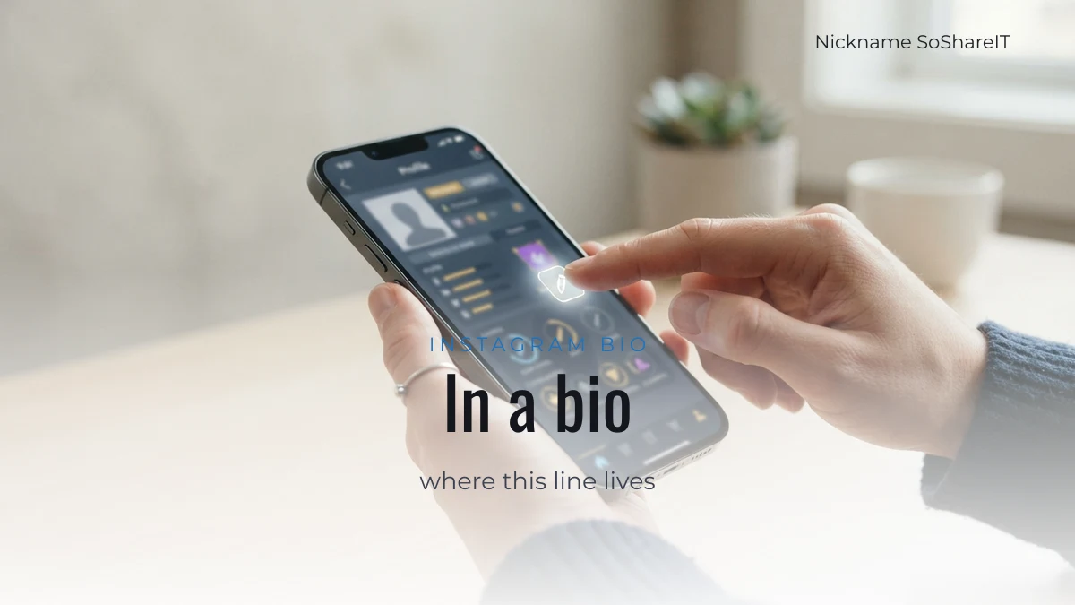 Phone profile screen, illustrating the line used in an Instagram bio