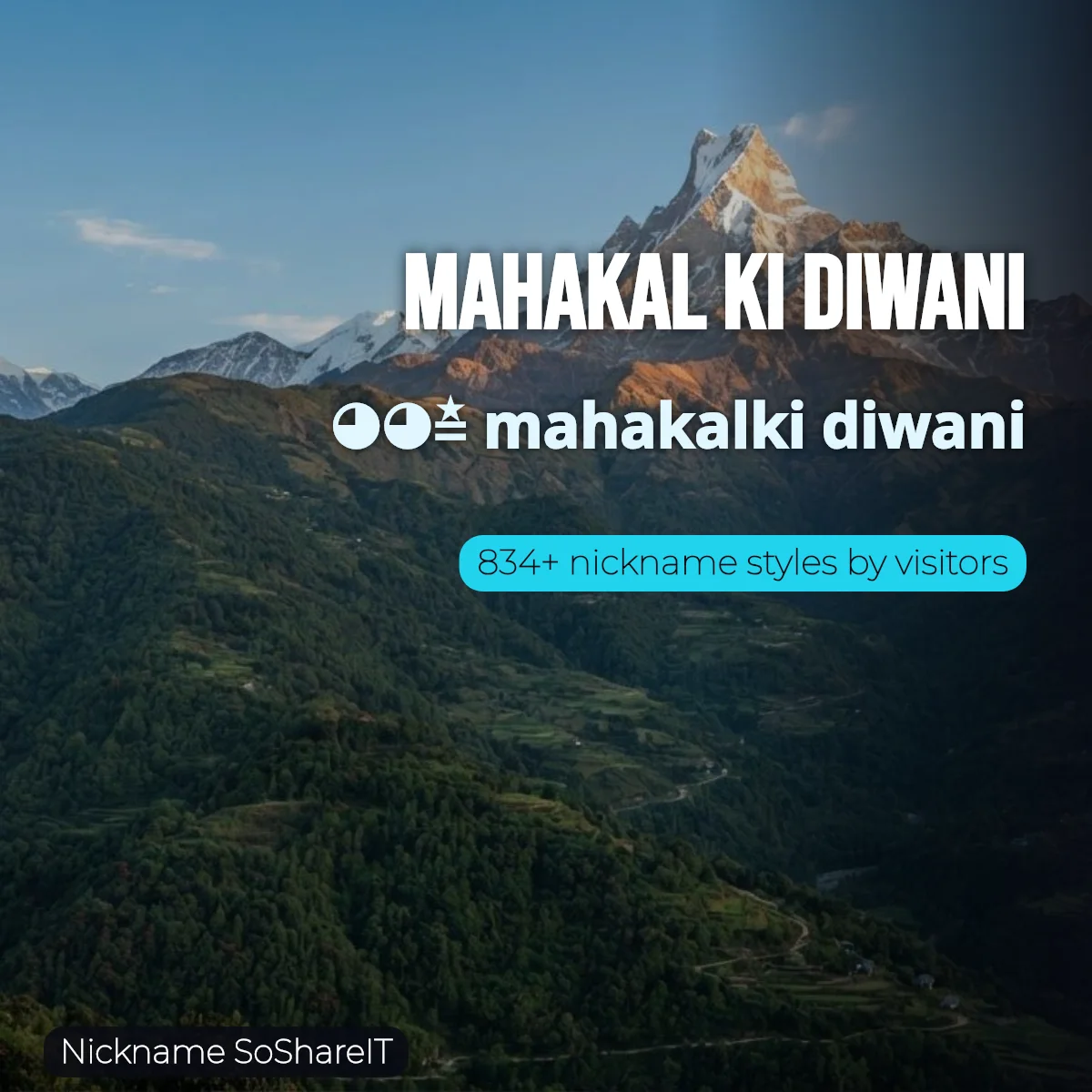 Mahakal Ki Diwani nickname styles on Nickname SoShareIT