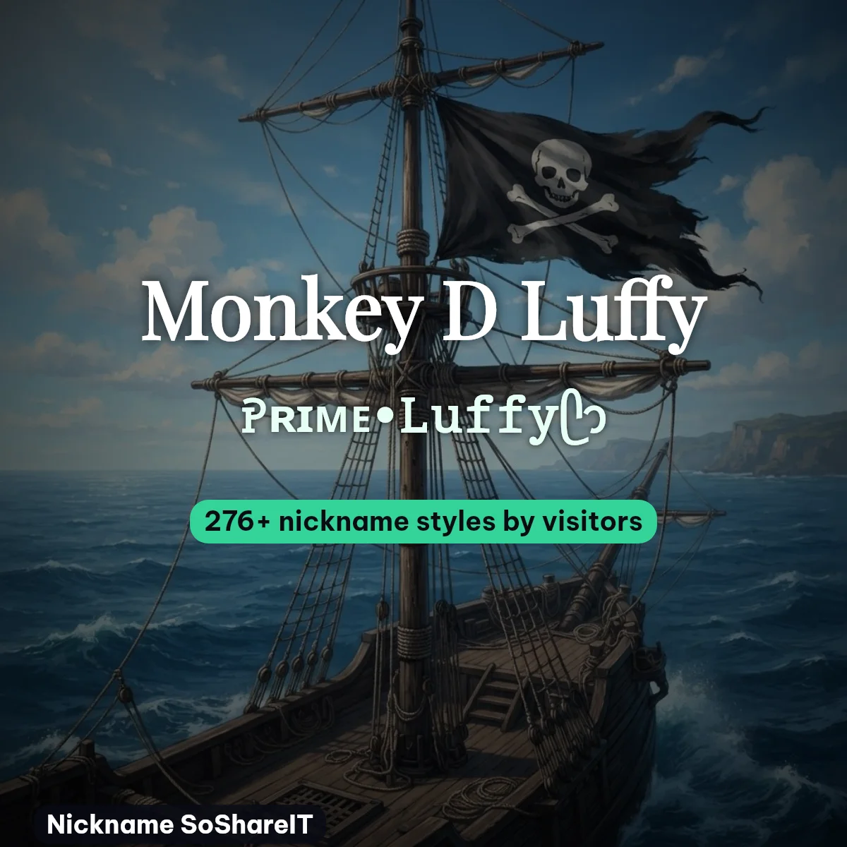 Monkey D Luffy nickname styles on Nickname SoShareIT