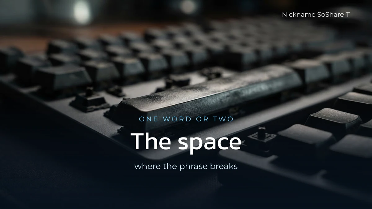 Macro of a worn spacebar on a mechanical keyboard, illustrating the space in a profile name