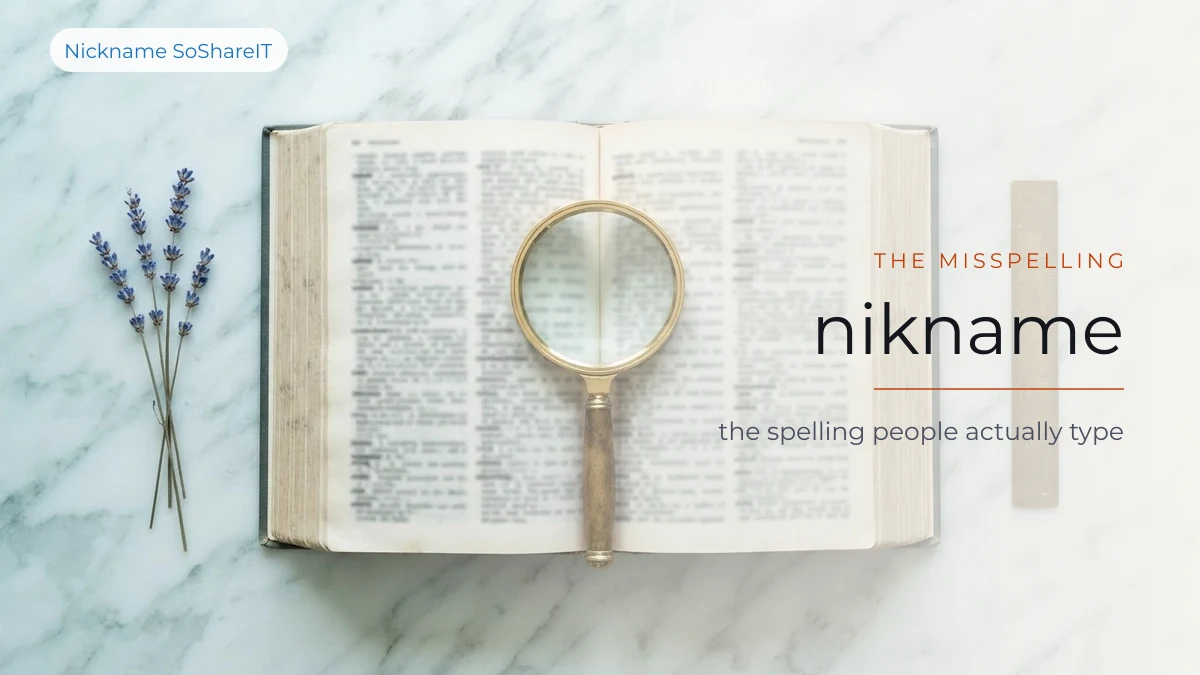 Open dictionary page in warm light, illustrating the spelling of nickname