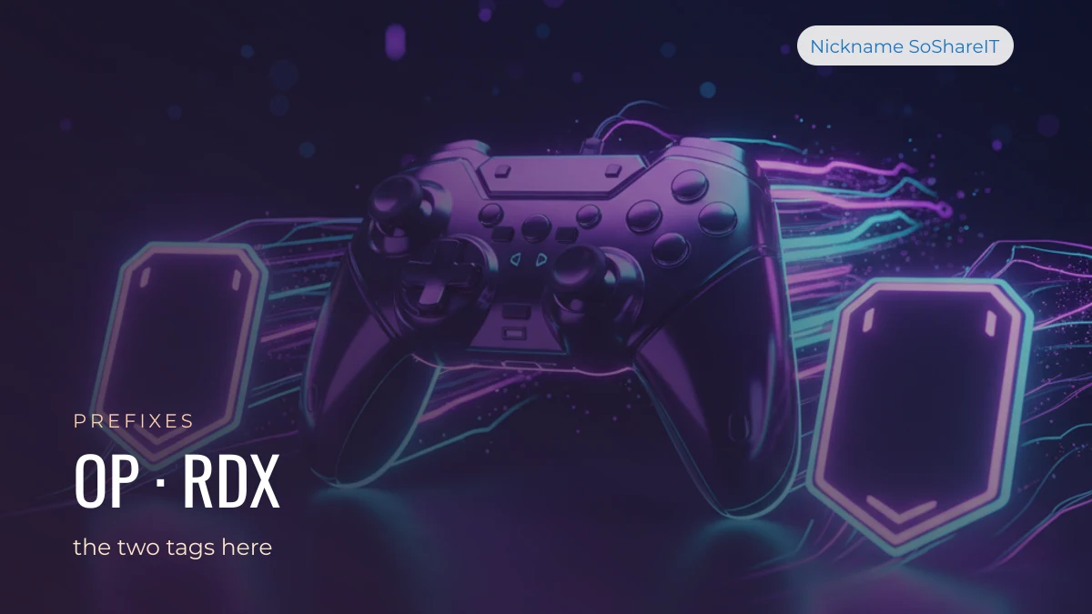 Gaming controller close up, illustrating the OP and RDX tags