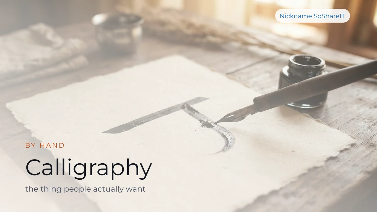 Calligraphy pen and Devanagari strokes, illustrating hand-set lettering