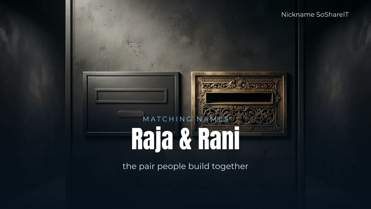 Two symmetrical shapes side by side, illustrating the Raja and Rani name pair
