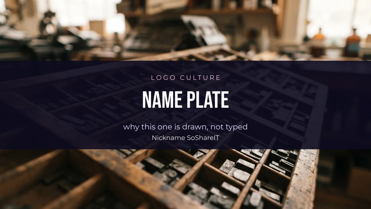Letterpress type case, illustrating name plate and logo requests