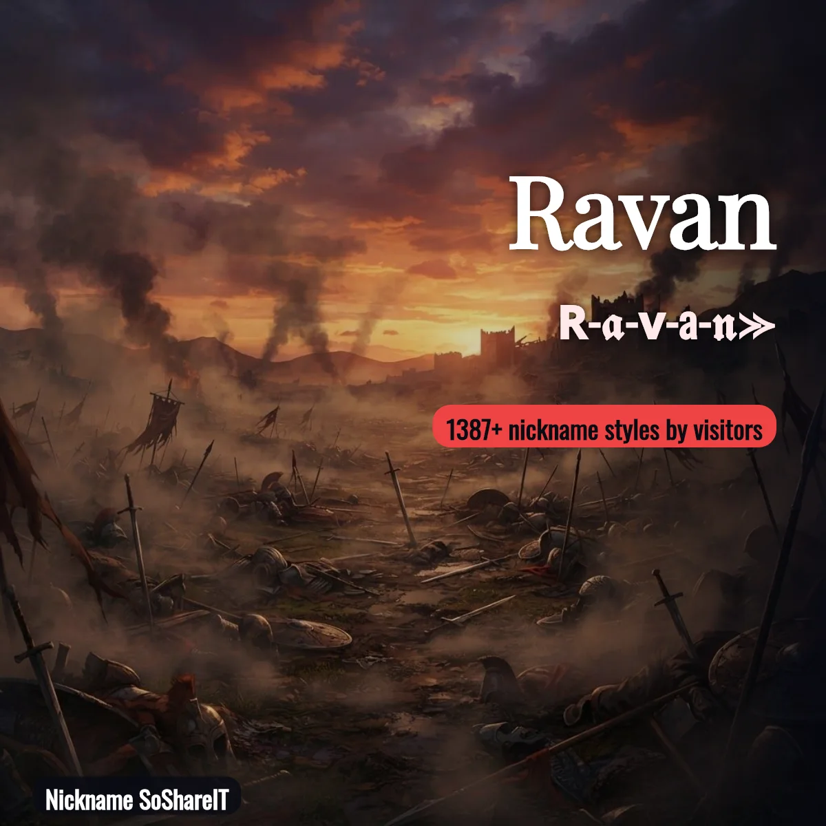 Ravan nickname styles on Nickname SoShareIT