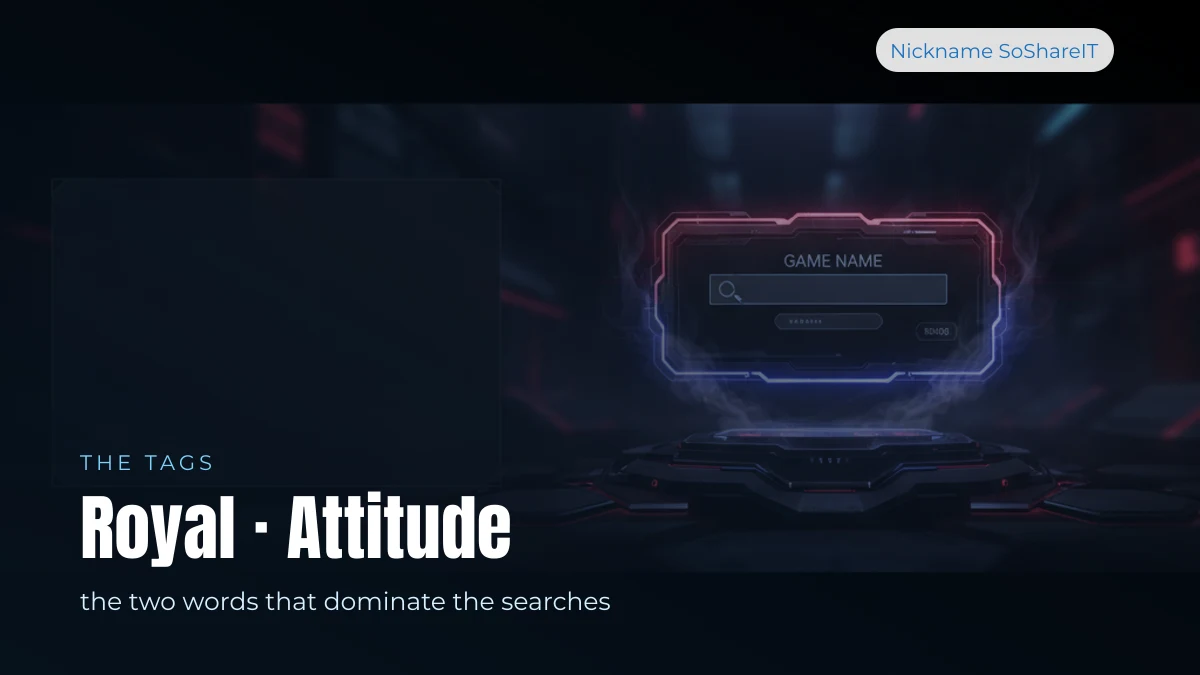 Dark gaming setup with neon rim light, illustrating royal and attitude nickname tags
