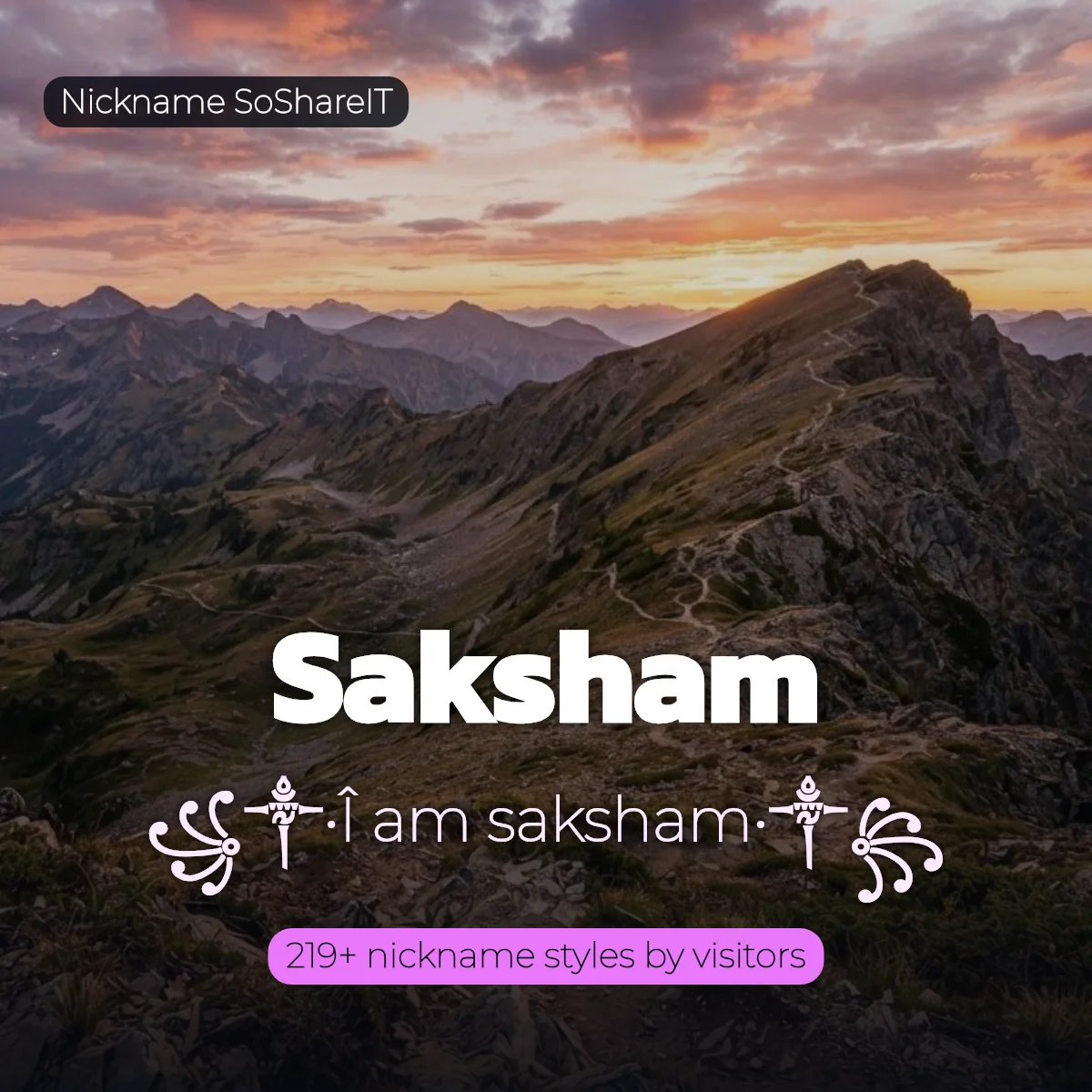 Saksham nickname styles on Nickname SoShareIT