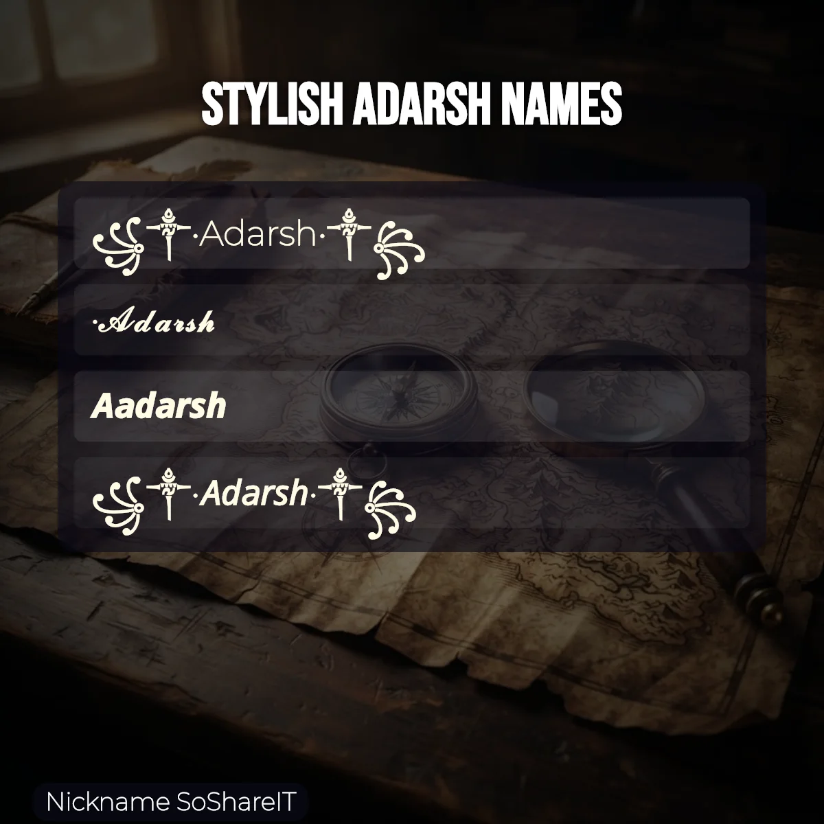 Stylish Adarsh names with fonts and symbols