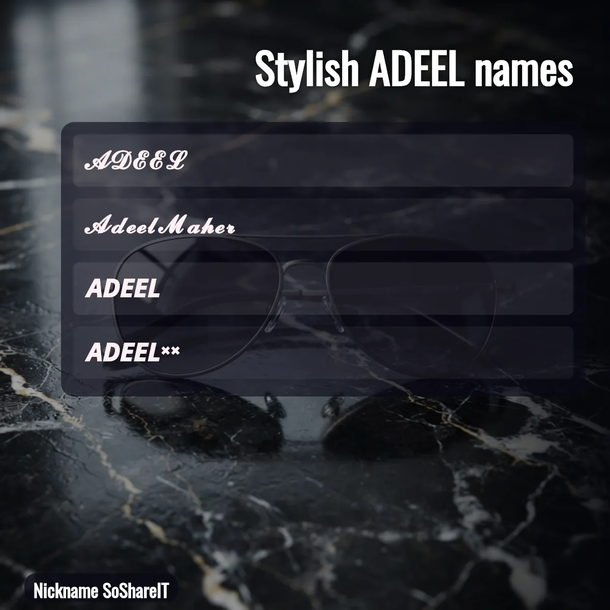 Stylish ADEEL names with fonts and symbols