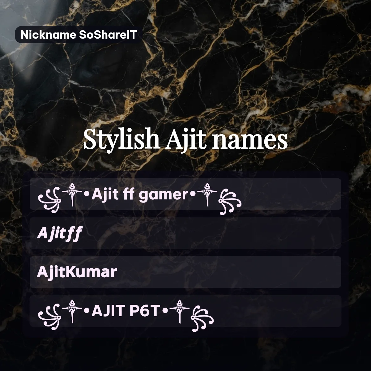 Stylish Ajit names with fonts and symbols
