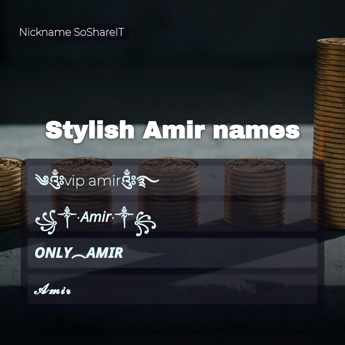 Stylish Amir names with fonts and symbols