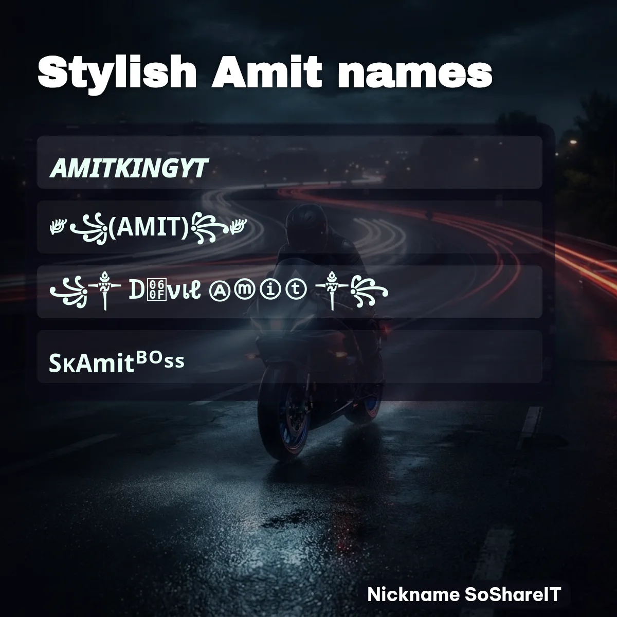 Stylish Amit names with fonts and symbols
