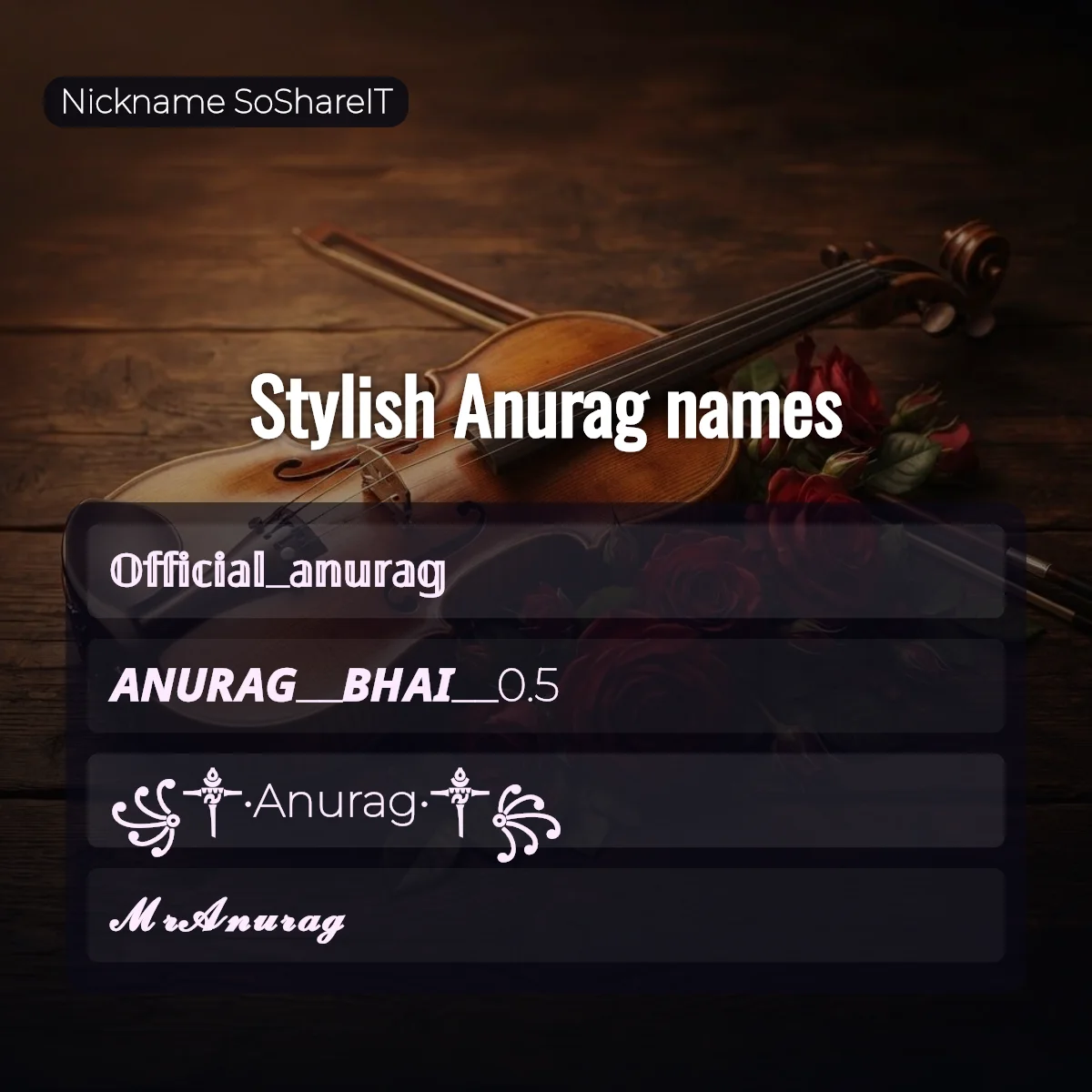 Stylish Anurag names with fonts and symbols