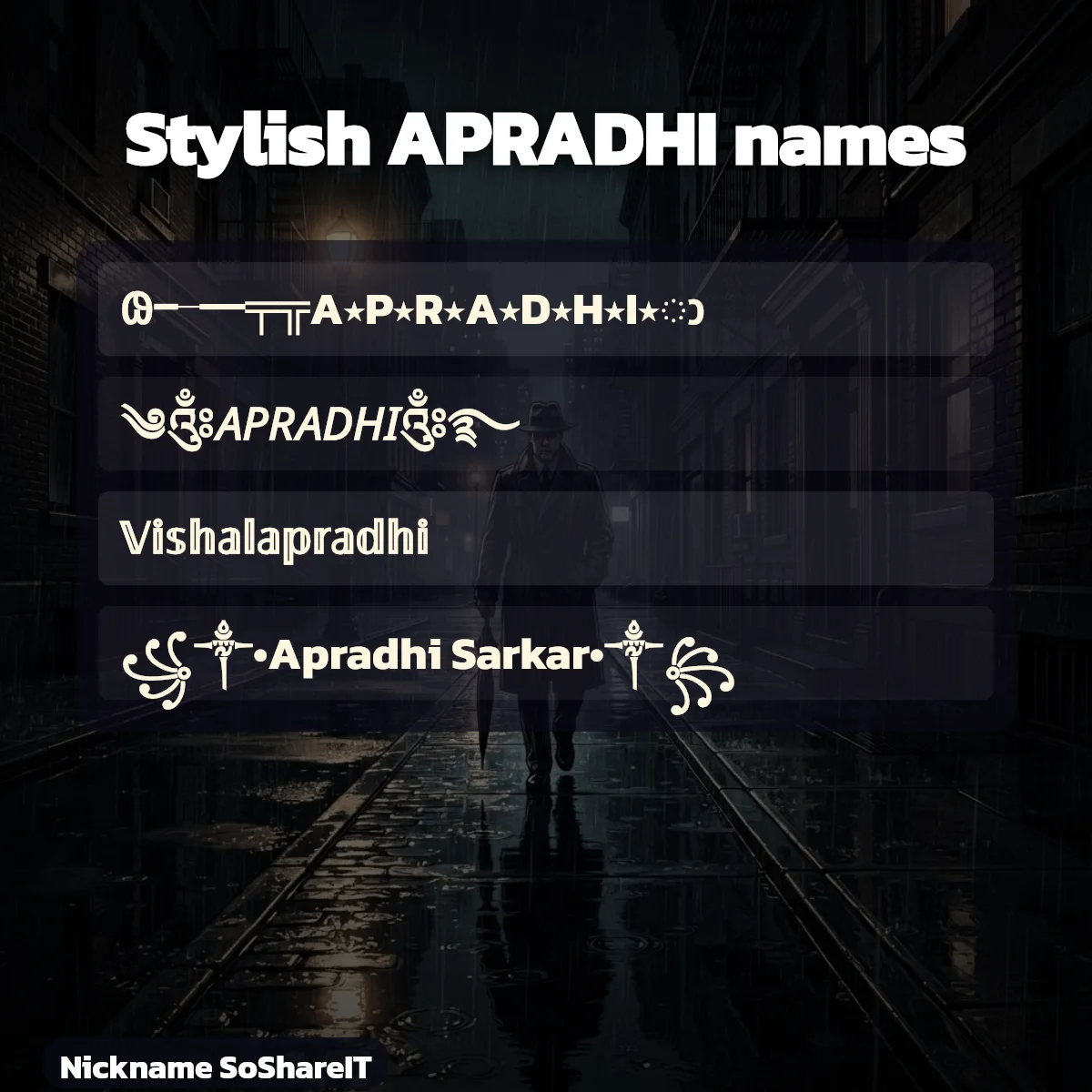 Stylish APRADHI names with fonts and symbols