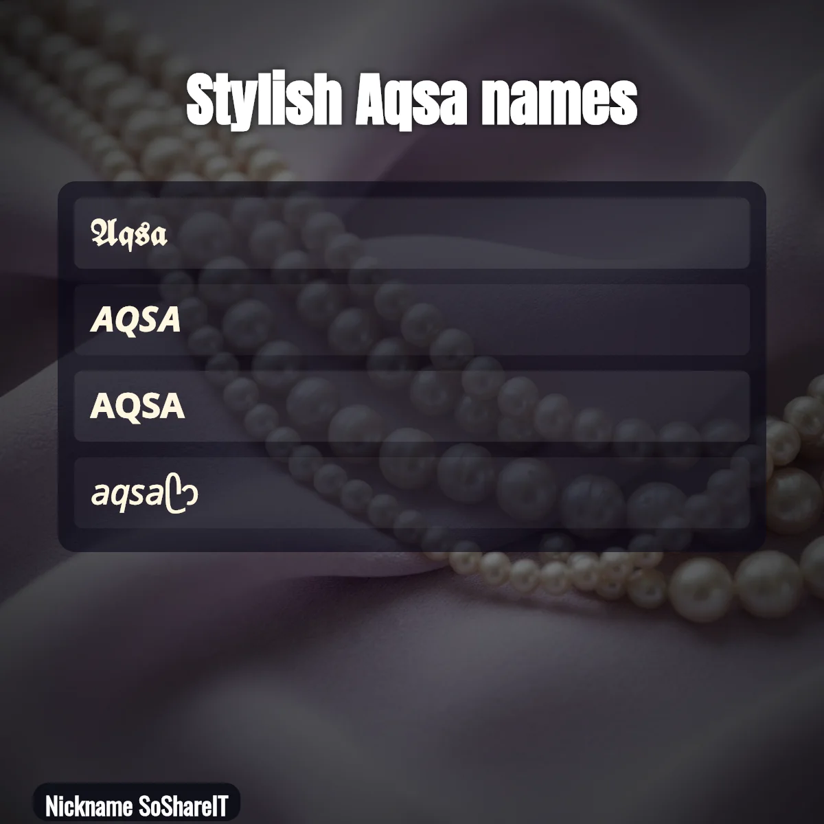 Stylish Aqsa names with fonts and symbols