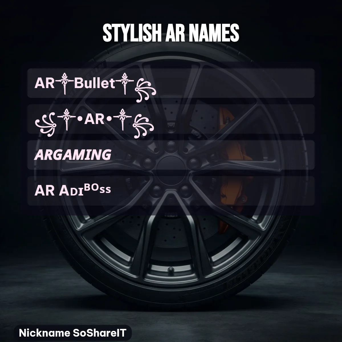 Stylish AR names with fonts and symbols