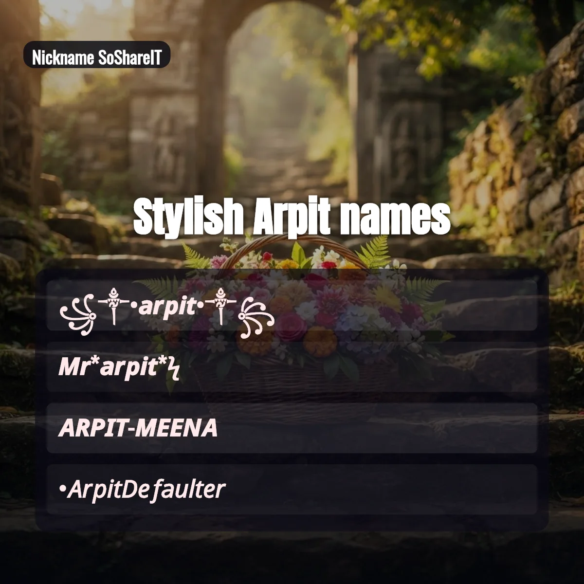 Stylish Arpit names with fonts and symbols