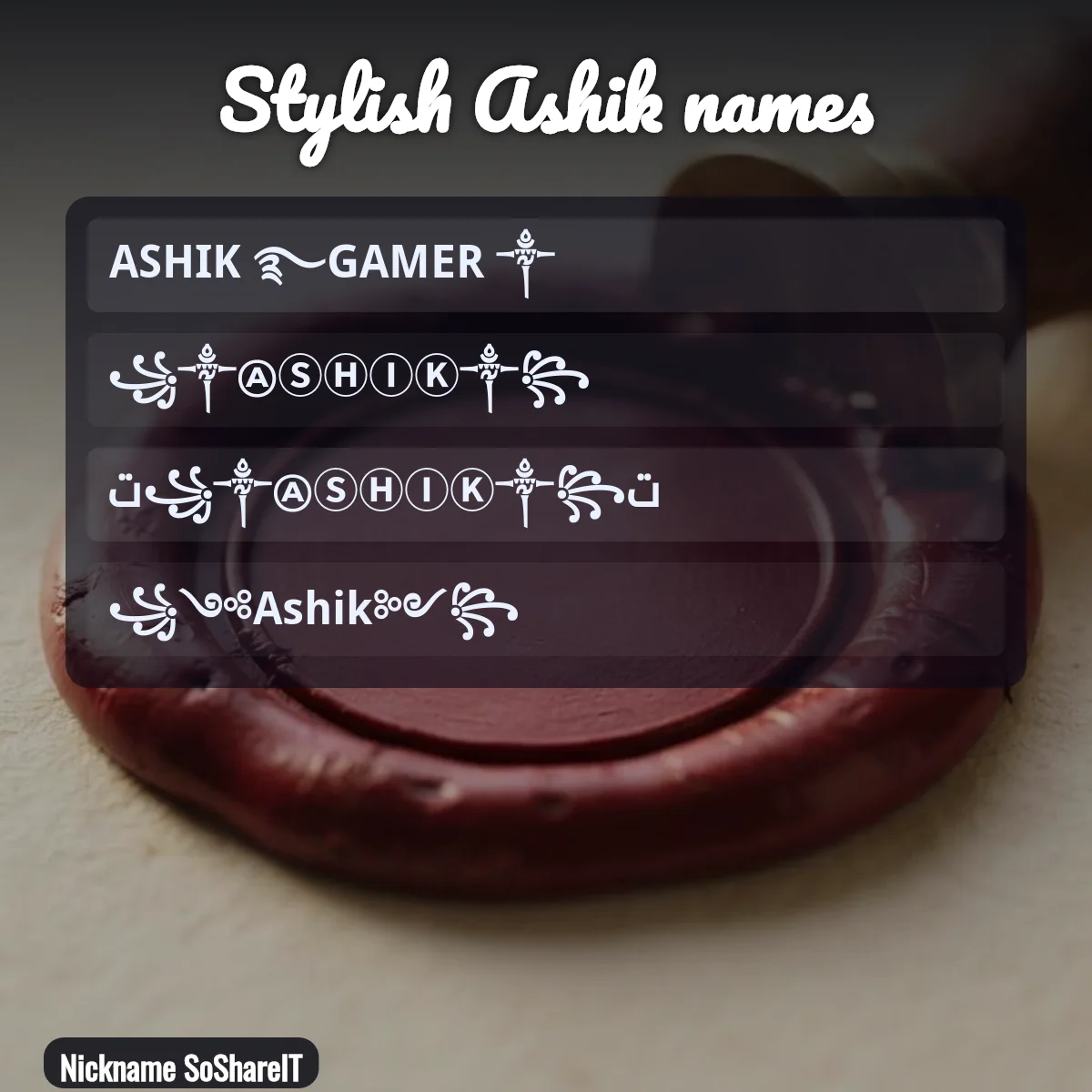 Stylish Ashik names with fonts and symbols