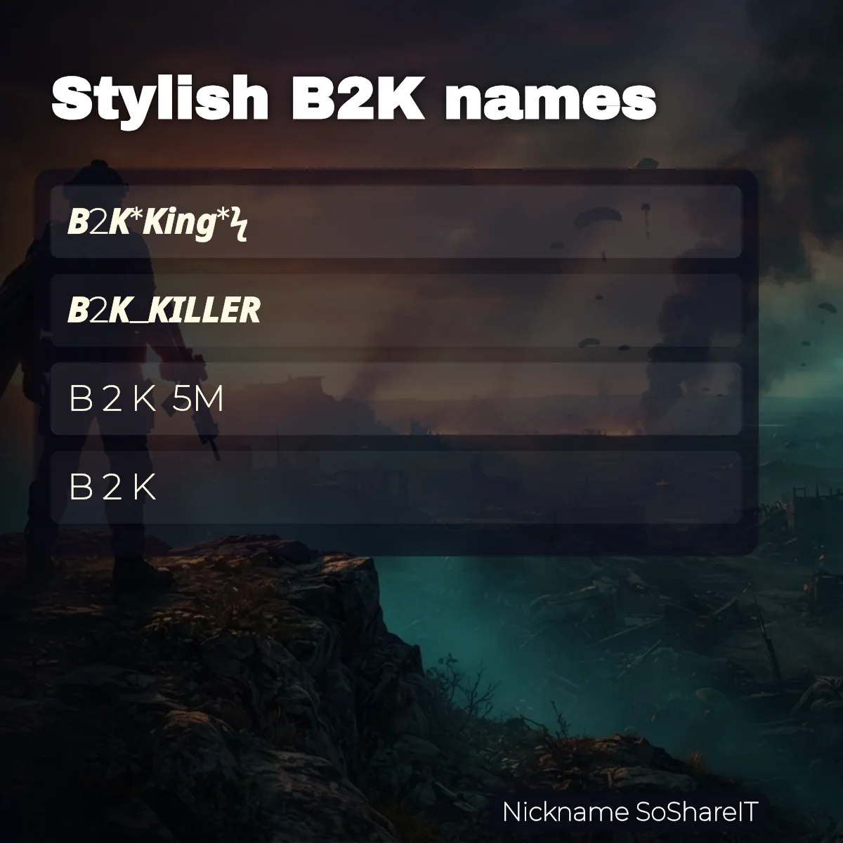 Stylish B2K names with fonts and symbols