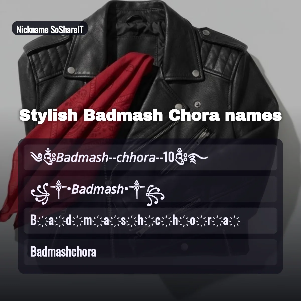 Stylish Badmash Chora names with fonts and symbols