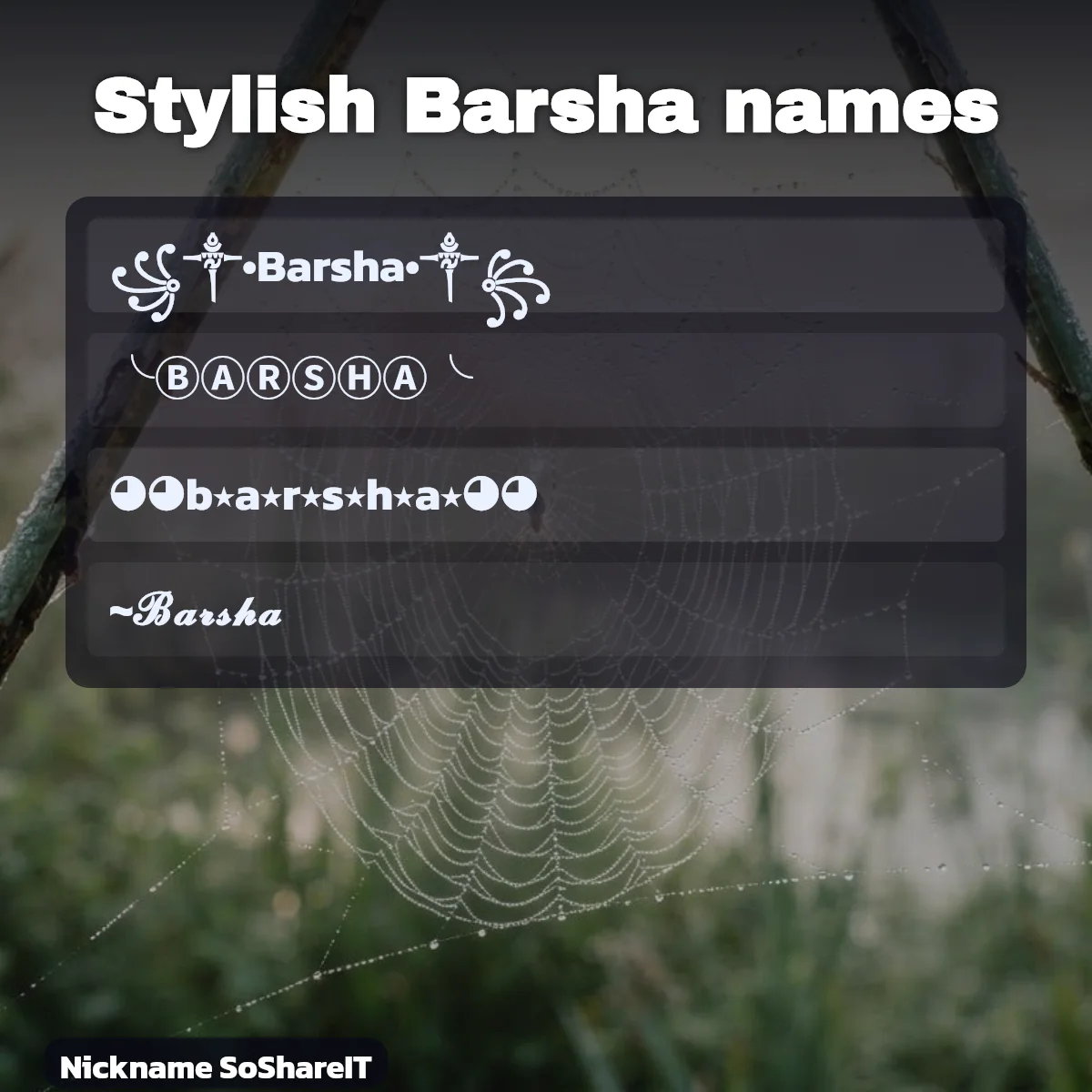 Stylish Barsha names with fonts and symbols