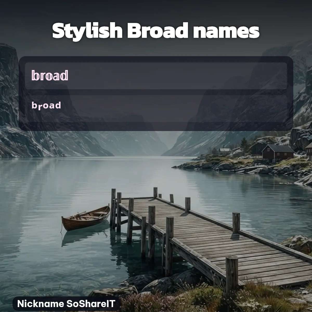 Stylish Broad names with fonts and symbols