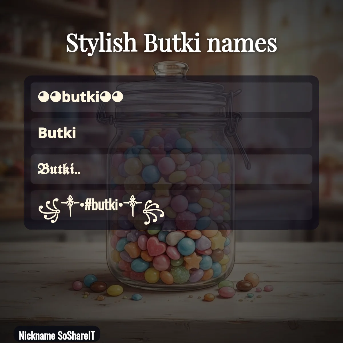Stylish Butki names with fonts and symbols