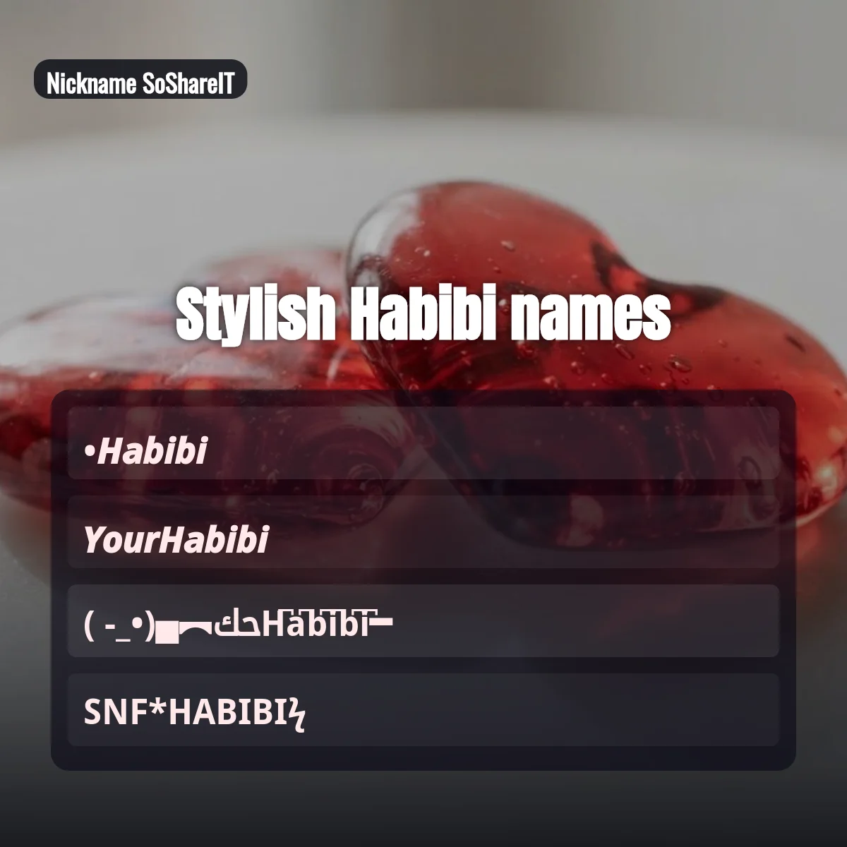 Stylish Habibi names with fonts and symbols