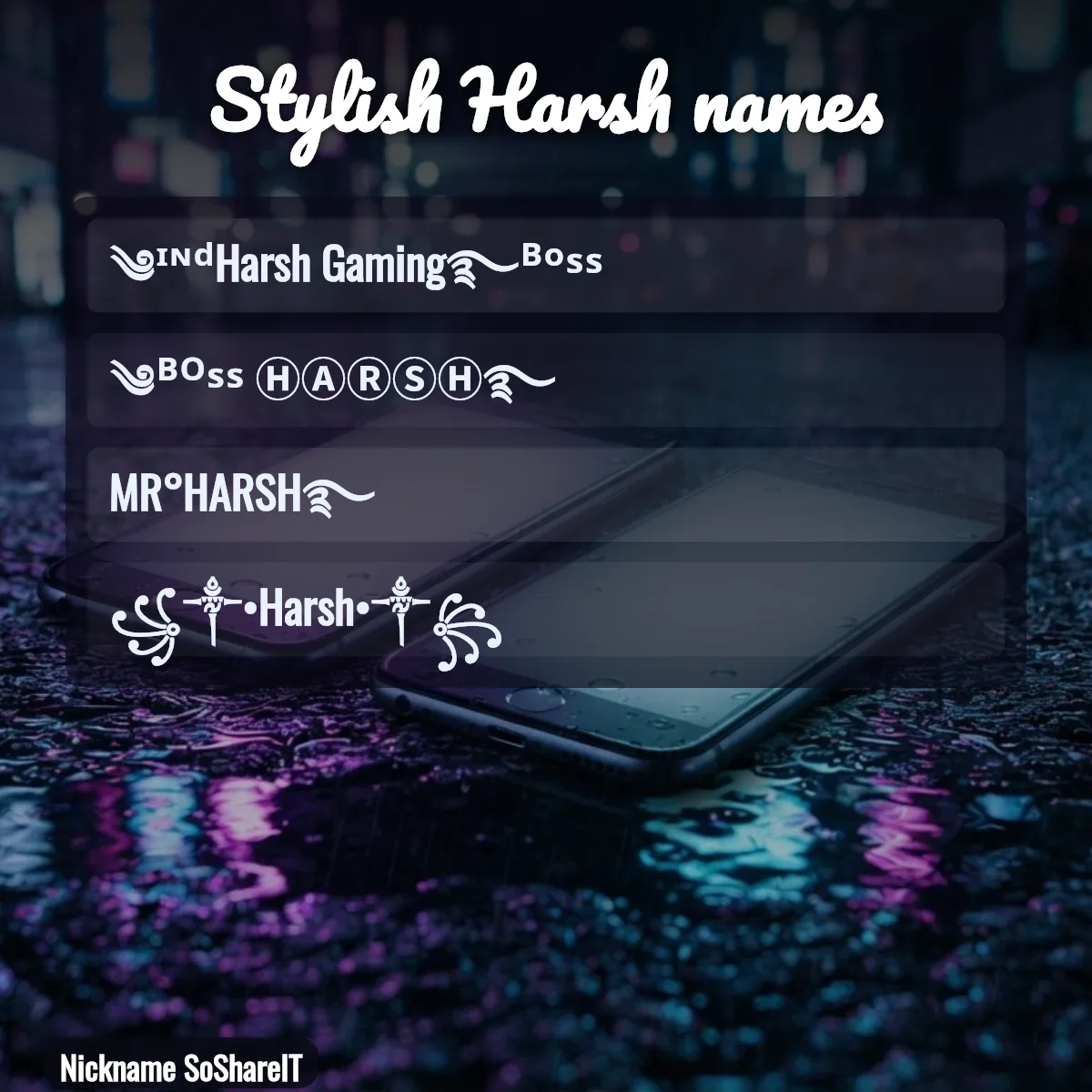 Stylish Harsh names with fonts and symbols