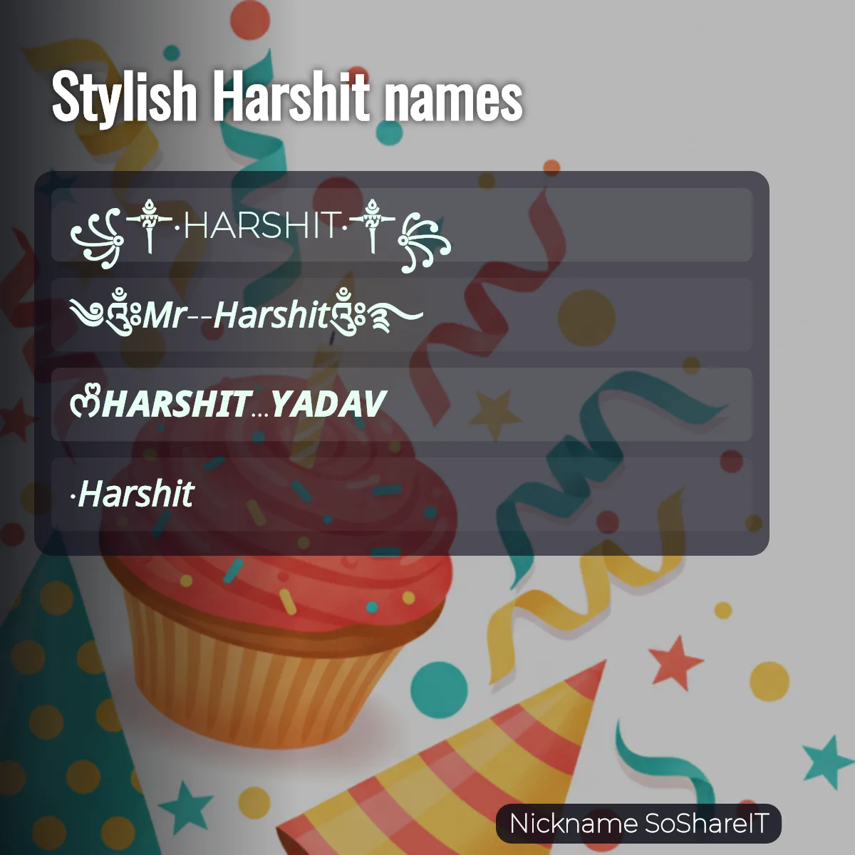 Stylish Harshit names with fonts and symbols