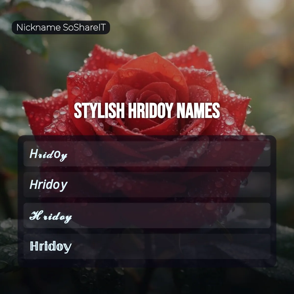 Stylish Hridoy names with fonts and symbols