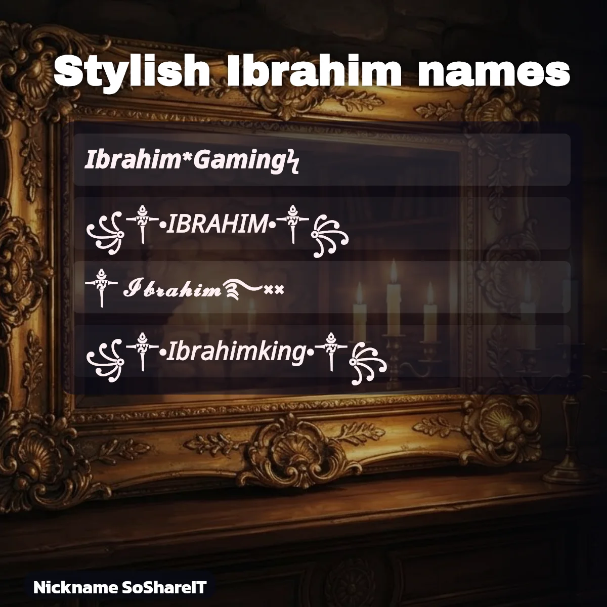 Stylish Ibrahim names with fonts and symbols